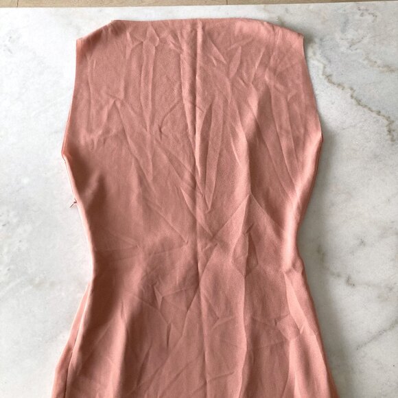 Reiss Kier boat neck lined shift dress, pink / peach / salmon, high neck, simple - Picture 6 of 11